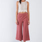 Dusty Rose Pink Cotton Pinstripe Gaucho Pants