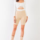 Oatmeal Beige Knit High Waist Stretchy Warm Fuzzy Biker Shorts