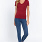 Short Sleeve V-neck Rib Top