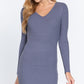 Long Slv V-neck Sweater Mini Dress