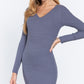 Long Slv V-neck Sweater Mini Dress