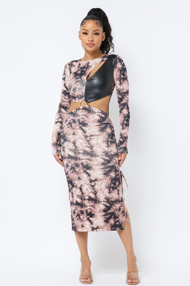 Tie Dye Long Sleeve Midi Dress