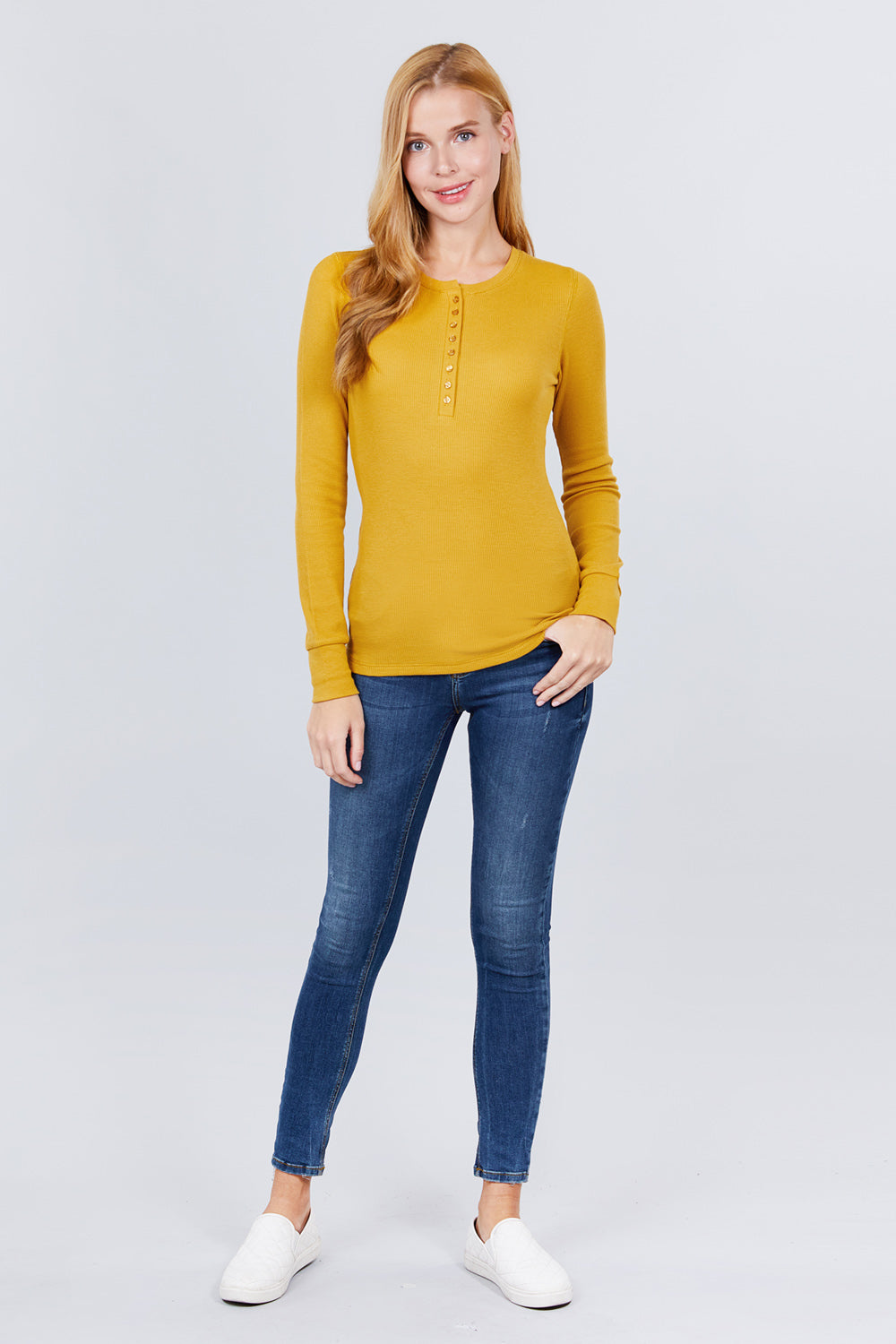 Long Slv Henley Thermal Top