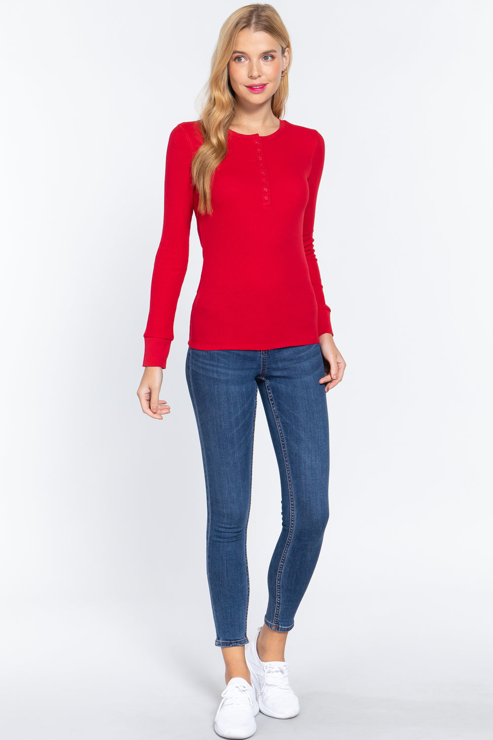 Long Slv Henley Thermal Top