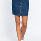 Buttoned Stretch Denim Mini Skirt