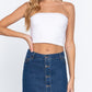 Buttoned Stretch Denim Mini Skirt