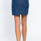 Buttoned Stretch Denim Mini Skirt