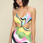 Multi Color Dress With Front Cut Out