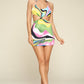 Multi Color Dress With Front Cut Out