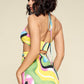 Multi Color Dress With Front Cut Out