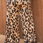 Plus Taupe Combo Leopard Print Satin High-waisted Wide Leg Pants