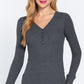 Long Slv V-neck Placket Thermal Top