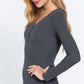 Long Slv V-neck Placket Thermal Top