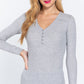 Long Slv V-neck Placket Thermal Top