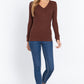 Long Slv V-neck Placket Thermal Top