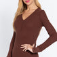 Long Slv V-neck Placket Thermal Top