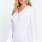 Long Slv V-neck Placket Thermal Top