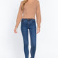 Long Puff Slv V-neck Rib Sweater