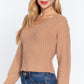 Long Puff Slv V-neck Rib Sweater