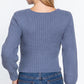 Long Puff Slv V-neck Rib Sweater