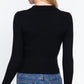 Notched Collar Zippered Sweater