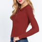 Notched Collar Zippered Sweater