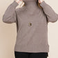 Plus Size High Quality Buttery Soft Solid Knit Turtleneck Two Tone High Low Hem Sweater