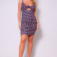 Spaghetti Strap Twist Front Cutout Floral Ruched Mini Dress