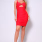 Spaghetti Strap Twist Front Cutout Ruched Mini Dress