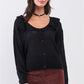 Round Neck Bertha Collar Button-front Cardigan