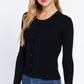 Long Slv Crew Neck Basic Cardigan