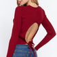 Long Slv Open Back Sweater Top