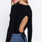 Long Slv Open Back Sweater Top