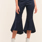 Navy Solid High Waisted Retro Bell Bottom Flare Pants