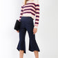 Navy Solid High Waisted Retro Bell Bottom Flare Pants