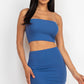 Ribbed Tube Top And Mini Skirt Sets