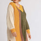 Oversized Multicolor Bouclé V-neck Pullover Sweater Dress With Side Slit