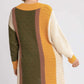 Oversized Multicolor Bouclé V-neck Pullover Sweater Dress With Side Slit