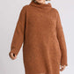 High Cowl Neck Bouclé Long Sleeve Sweater Dress