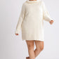 High Cowl Neck Bouclé Long Sleeve Sweater Dress