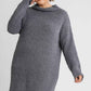 High Cowl Neck Bouclé Long Sleeve Sweater Dress