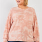 Plus Marsala Tie-dye Print Crew Neck Long Sleeve Loose Fit Sweatshirt