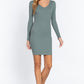 Long Slv V-neck Mini Rib Dress