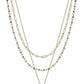 3 Layered Metal Crystal Bead Chain Hexagon Leopard Pendant Necklace