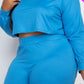 Plus Size Cozy Crop Top And Shorts Set