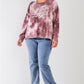 Mauve & Purple Tie-dye Bleach Effect Graphic Print Detail Long Sleeve Sweatshirt