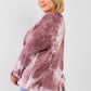 Mauve & Purple Tie-dye Bleach Effect Graphic Print Detail Long Sleeve Sweatshirt