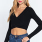 Surplice W/tie Rib Knit Top