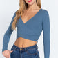 Surplice W/tie Rib Knit Top