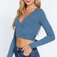 Surplice W/tie Rib Knit Top